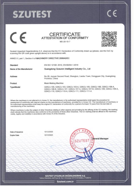 CE - Guangdong Gosunm Intelligent Industry Co., Ltd.