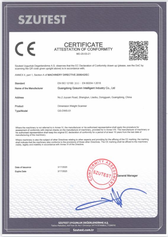 CE - Guangdong Gosunm Intelligent Industry Co., Ltd.