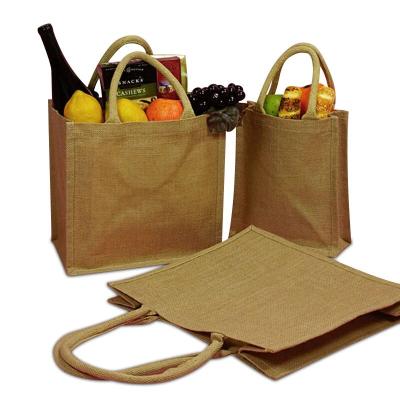 China Wholesale Eco Friendly Durable And Reusable Jute Shopping Bag With Logos Inside Laminated Jute Tote Bag Waterproof Grocery Bag for sale