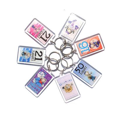 China Cheap Promotional Gift Blank Plastic Wholesale Lightweight Logo Acrylic Keychain Custom Photo Frame Key Chains for sale