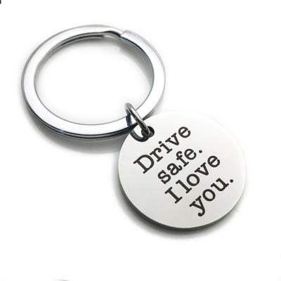 China Promotion Drive Safe Style I Love You Round Stainless Steel Key Chain for sale