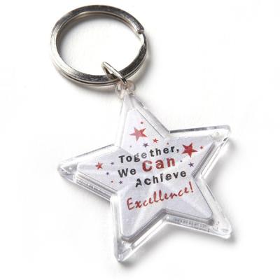 China Star Pentagram Photo Light Custom Insert Crystal Clear Blank Acrylic Keychain for sale