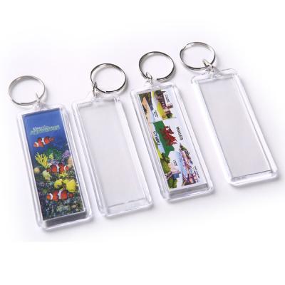 China Light Weight Clear Plastic Picture Insert Custom Keychain Souvenir Acrylic Key Chain Key Chain for sale