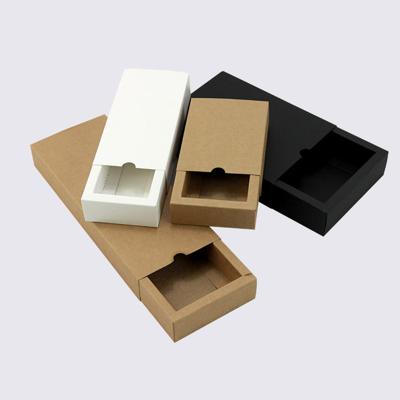 China High Quality Recyclable Contracted Design Folding Drawer Kraft Box Coated Black Red Paper Gift Box for sale