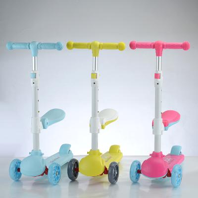 China Factory Direct Selling Custom Adjustable Height Handlebar Carry Adjustable Height Flashing Wheel Easy With Seat Children's Scooters for sale