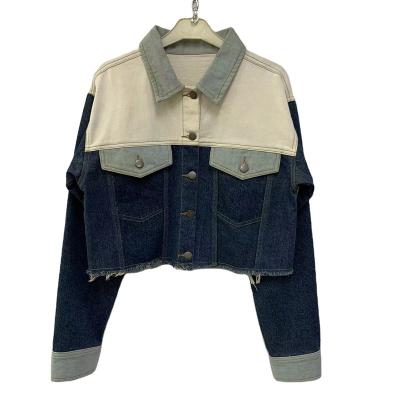 China QUICK DRY Women's elastic loose color matching denim jacket denim coat for sale