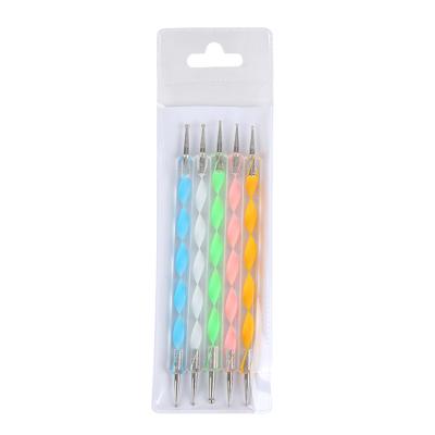 China Nail Art DIY Nail Point Drill Pen Set 5pcs Double Head Acrylic Spiral Chain Pen for sale