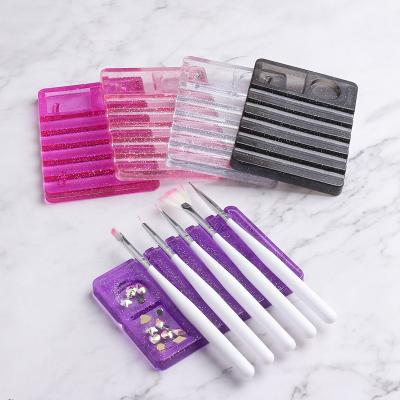 China Fashion Beauty Manicure Tools Color Palette Tray Holder Display Stand Nail Art Acrylic Brush Pen Nail Polish Holder for sale