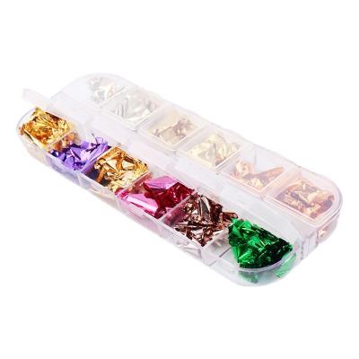 China Fashionable 12 Grids Nail Art Glitter Sequins Iridescent Flakes Glitter Confetti Sticker Manicure Nail Art for sale