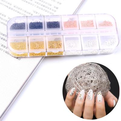 China Fashionable Wholesale 4 Colors Various Size Popular Metal Beads Nail Ball Set Nail Art DIY Decoration for sale