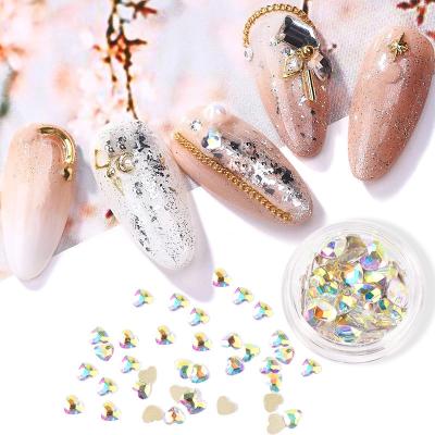 China New Trendy Nail Art Glitter Jewelry For Women Nail Decoration Supplies Nail Heart Colored Crystal for sale