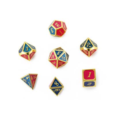 China DND Games Wholesale Beautiful Wholesale High Quality Gold Customizable Metal Dice Set Black and Red Dice for sale