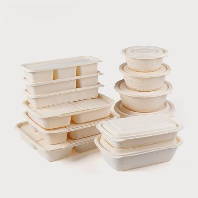 China Microwavable Safe Compostable Container Microwave Disposable Cornstarch Takeaway Food Bento Lunch Box Plastic for sale