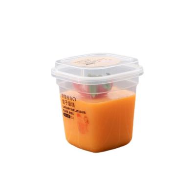 China Wholesale Custom Disposable Clear Square PET Cup 270ml Cake Box Fruit Dessert Plastic Ice Cream Container With Cover for sale