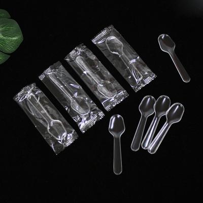 China Disposable Custom Plastic Mini Flat Disposable Party PS Jelly Ice Cream Spoons Tasting Serving Yogurt for sale