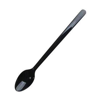 China New Disposable PS Long Handle Food Grade Clear Disposable Plastic Spoons For Ice Cream Milk Tea for sale