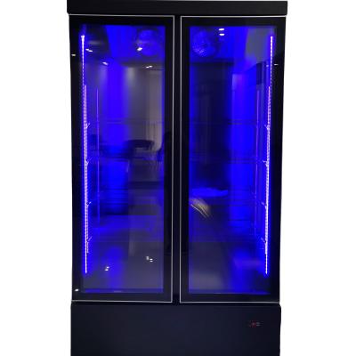 China Commercial COMPRESSOR Bar Club Fridge 2 Door All Design Showcase Beer Fridge Black Bar Club Drinks Display LG-1000M2WP for sale