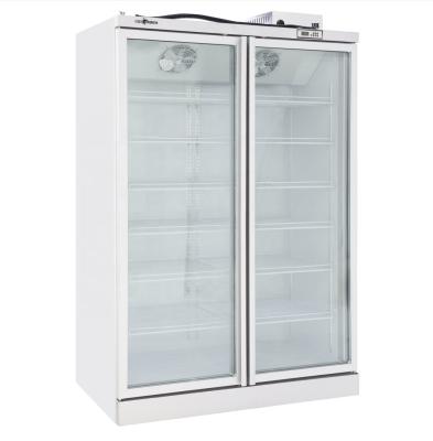 China COMPRESSOR SUILING 2 door upright cold chain freezing display/integrated glass meat /seafood freezer display LD-1275M2WP-2 supermarket door for sale