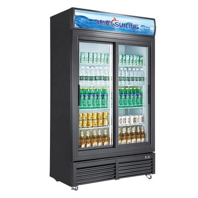 China COMPRESSOR 2 Upright Sliding Door Showcase Refrigerator / Commercial Refrigerator Beverage Display for sale