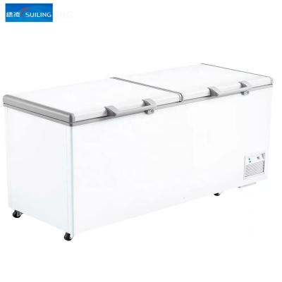 China SUILING Eco-Friendly 2 Door Large Freezer&Refrigerator Solid Top Foaming Commercial Chest Freezer BD-1000 for sale