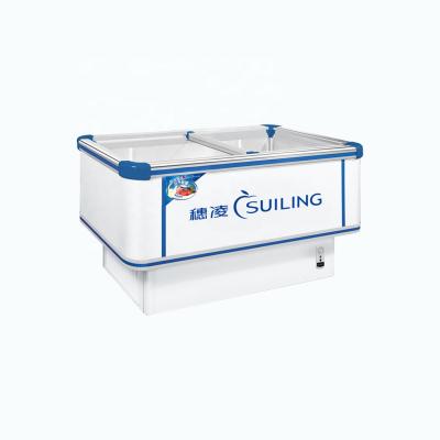 China COMPRESSOR SUILING Supermarket Glass Door Island Freezer Show Meat Freezing Display / Large Capacity Freezer WDD-600 for sale