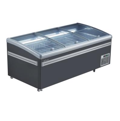 China COMPRESSOR SUILING Glass Top Supermarket 3 Door Island Freezer Showcase / Display Model WD4-670D Meat Freezer for sale