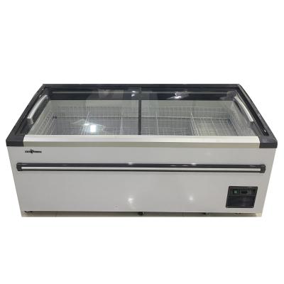 China SUILING Single-temperature Commercial Supermarket Refrigerator Fish/Meat/Ice Cream Display Freezer Grey&White Island Freezer Chest FreezerWD4-488 for sale