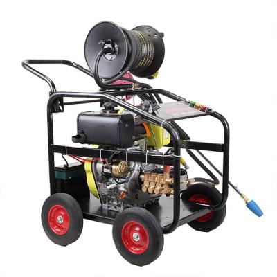 China 300 Bar Non-Toxic Diesel Water Pump Cleaning High Pressure Cleaner With Hose Winder For Precipitation for sale