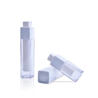 China 15ml 30ml 50ml Customizable Cosmetic Lotion Spray Bottle Cosmetic Packing Square White Airless Pump Bottle for sale