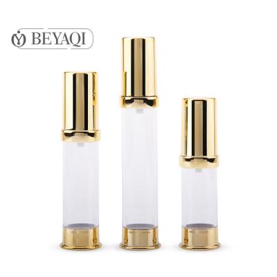 China Refillable Empty Plastic Skin Care Packaging 5ml 10ml 12ml Pump Bottle Airless Gold for sale