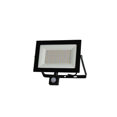 China Warehouse 10w 20w 30w 50w 100w 7000l lumens 220v ip65 LED outdoor slim floodlight with PIR sensor for sale