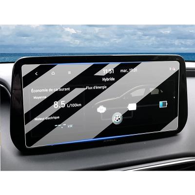 China Anti-fingerprint new arrival car parts tempered glass auto radio touch screen protective film for Hyundai Santa Fe GPS navigation protector for sale