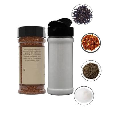 China Cooking Spice 8oz PET Round Plastic Spice Jars With Customized Label Printing , Clear Plastic Shaker Container Bottle For Condiment BBQ Pepper for sale