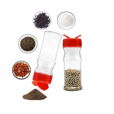 China Cooking Wholesale Customized Plastic Spice PET Salt And Pepper Powder Spice Bottle Shaker Lid 80ml-180ml Red Plastic Flavoring Bottles Jars for sale