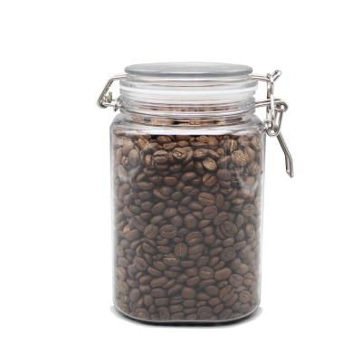 China Candy 1000g PET Transparent Plastic Honey Bottle Airtight Storage Jar , 1250ml Clear High Quality PET Plastic Coffee Bean Storage Bottle for sale