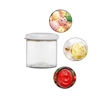 China Low MOQ 150ml PET Wide Mouth Ice Cream Plastic Easy Open Boxes Of Food , Food Grade Round Easy Open Containers Jars Packing Sauce , Jam for sale