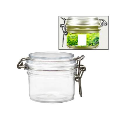 China BEAUTY PACKAGING 4oz Wide Mouth Clear PET Plastic Round Storage Lotion Storage Round Container Cosmetic Creams Bottle With Metal Clip Lid for sale