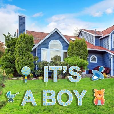 China Custom Corrugated Easter Decoration This Is A Boy Yard Sign With A Bet, Welcome Home Boy Baby Shower Lawn Outdoor Decoration for sale