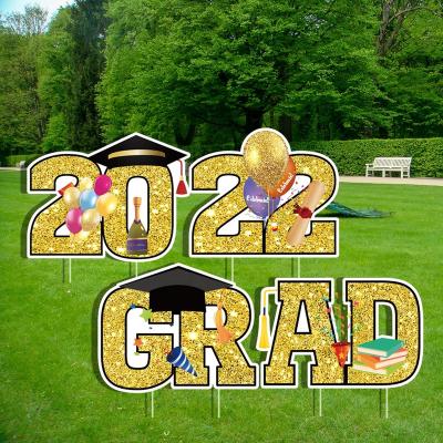 China Easter Decoration New Graduation Season Yard Sign 2022 Corrugated Lawn Decoration Congratulations Slogan Ornaments for sale