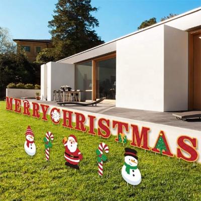 China Beautiful Colorful Corrugated Sign Lawn Decoration Christmas Letter Sign Outdoor Party Decoration Sign for sale