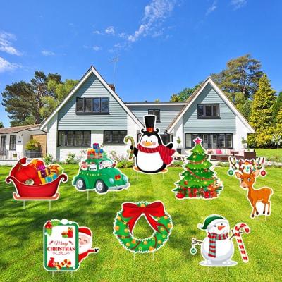 China Plug Into The Earth The Newest Stacking Sign In 2021 Is Used For Outdoor Holiday Garden Decoration Lawn Corrugated Christmas Ornaments for sale