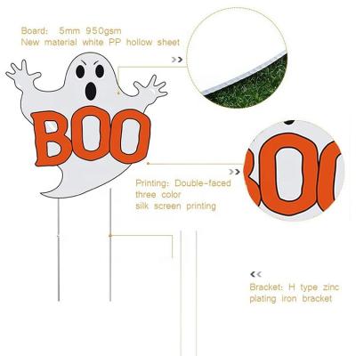 China Outdoor Elf Yard Lawn Decoration Sign With Stakes Halloween Custom Corrugated Polypropylene PP Weigh 4mm/piece Outdoor Customized 1sets for sale