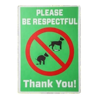 China Exterior on the ground outdoor pp corrugated signs lawn decoration prohibiting warning dog pooping and peeing signs for sale