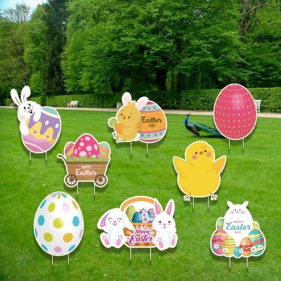 China Easter Decoration New Easter Egg Garden Decoration, PP Corrugated Cardboard UV Printing, Waterproof, Lightweight And Environmentally Friendly, Eas for sale