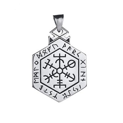 China Norse Viking Rune Luck Talisman Pendant Key of Solomon Seal Pendant Stainless Steel for sale