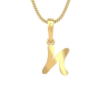 China Stainless Steel Fashion Letter N Goldtone Pendant Alphabets Jewelry Designs for sale