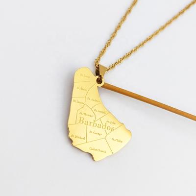 China CLASSIC Map Necklace Barbados Singapore Jewelry Findings Laser Words And Lines Fashion Country Necklace Chain for sale