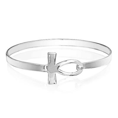 China Latest Design Stainless Steel Daily Wear Ankh Bangle Bracelet Ankh Jewelry for sale