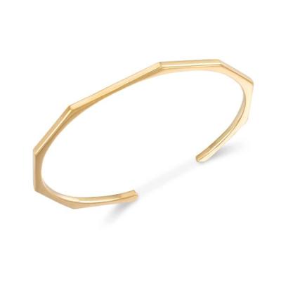 China Fashion TRENDY Hot Selling Simple Open Letter C Shaped Oval Delicate Gold Cuff Geometric Bamboo Bangle Bracelet for sale