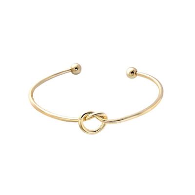 China New Hot Sale FASHIONABLE High Polished Adjustable Open Bangle Bracelet Stainless Steel Love Knot Bangle for sale